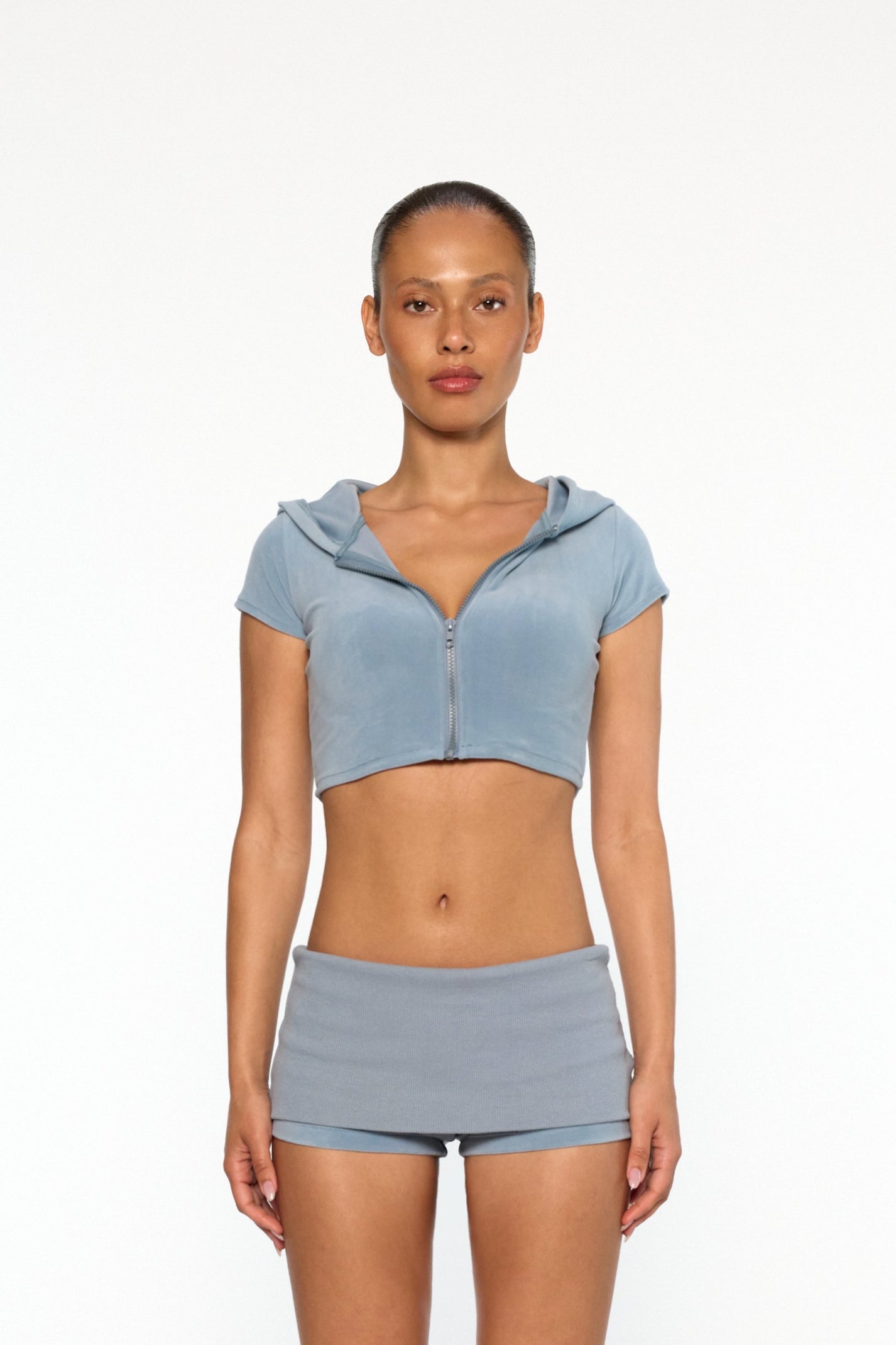 Velour Short Sleeve Hoodie