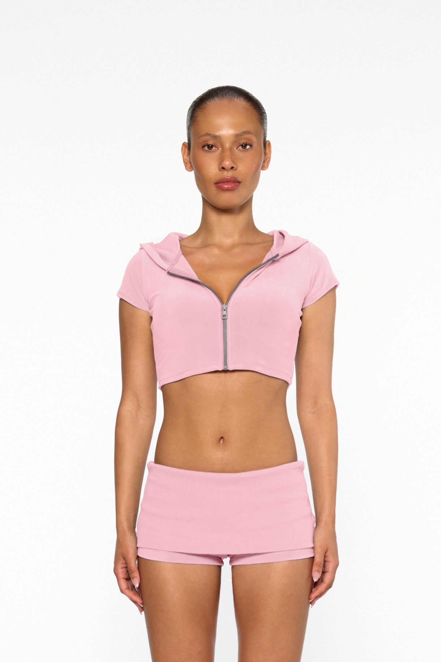 Velour Short Sleeve Hoodie
